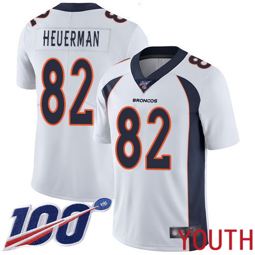 Youth Denver Broncos #82 Jeff Heuerman White Vapor Untouchable Limited Player 100th Season Football NFL Jersey